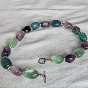 Fluorite Beaded Necklace With Crystal Accents